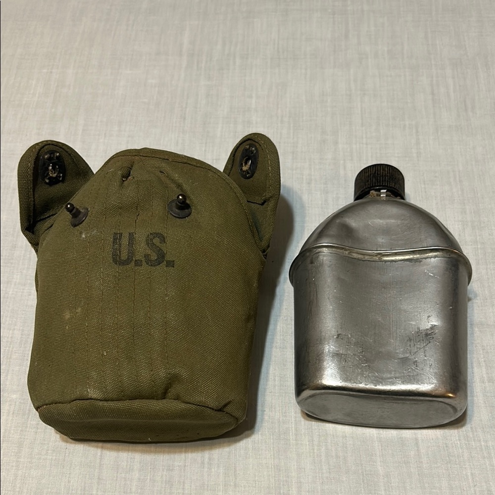 US Military Style Green and Silver Canteen Set with its cup. - Picture 4 of 10